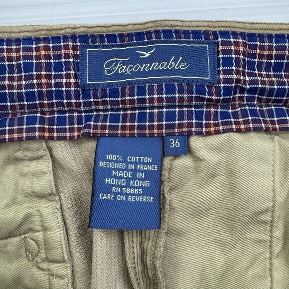 Faconnable Brown Corduroy Pants Men's Size 36 Pleated Straight Leg Pants - Picture 3 of 8